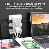 Lvetek 5 Outlet Extender Multi Plug Wall Outlets with 4 USB Charging Ports (1 USB C Outlet), 3 Sided 1680J Surge Protector Power Strip USB Wall Charger for Home, Office, Travel, ETL Listed, White