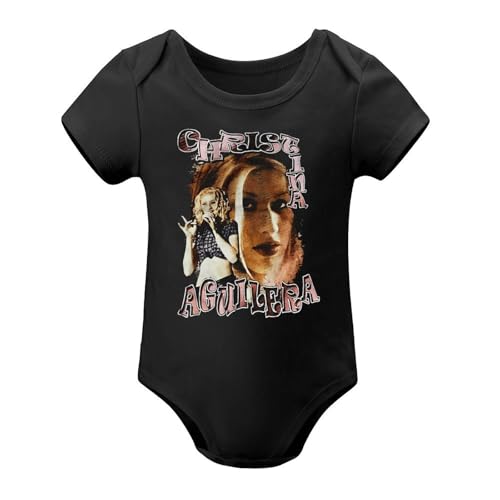 Toddler Christina Music Aguilera 0-3 Months Baby Boy Clothes Infant Short Sleeve Baby Bodysuits 18months Black