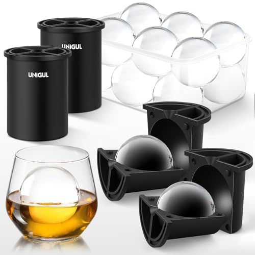 Clear Ice Cube Maker, 2.5" Stainless Steel Crystal Clear Ice Ball Maker, Non-BPA Premium Silicone Ice Cube Molds for Whiskey & Cocktails, Easy-Release Sphere Ice Maker, Bourbon Gifts for Men (2 PACK)