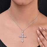 Shop LC Pink Cubic Zirconia Chain Cross Pendant Necklace Delicate Unique Stainless Steel 20 Inches Catholic Faith Christian Religious Birthday Jewelry Birthday Gifts for Women