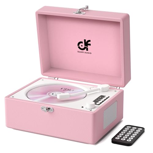CD Player with Stereo Speakers, Wireless Bluetooth Input/Output Transmission, Rechargeable Battery, LED Screen USB Retro CD Player for Home