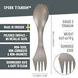 Light My Fire Titanium Spork Camping Spoon Fork Knife Combo Reusable Travel & Camping Utensils - Unbreakable Non-Toxic BPA Free Outdoor Backpacking Hiking Picnic Utensil, 1 Metal Spork