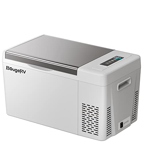 BougeRV 12 Volt Refrigerator With 23 Quart Cover, 12V Car Fridge 23 Quart Portable Freezer Compressor Cooler Compressor Freezer, 12/24V DC 110~240V AC, -7℉~50℉ for Truck RV SUV