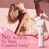 Bikini Trimmer for Women - Painless Electric Razors for Silk Skin,Cordless Body Shaver for Trip,Replaceable Lady Facial Razor, IPX7 Waterproof&Easy Cleaning, Ceramic Blade, USB Charge Dock Pink