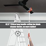 Qaestfy Ceiling Fan Cleaner Duster with 62.5‘’ Extendable Long Handle Ceiling Fan Blade Cleaning Tool, Reusable Chenille & Microfiber Mop Head for Dusting Ceiling Fan Baseboard Wall Floor