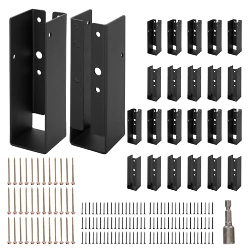 24 Pcs of 2x6 Joist Hangers, Concealed Joist Hangers, Q235B Black Powder Coated Heavy Duty Solid Steel Truss Brackets for 2 "x6 Beams, Swings, Floor Decks and Ceiling Truss Tie Brackets.