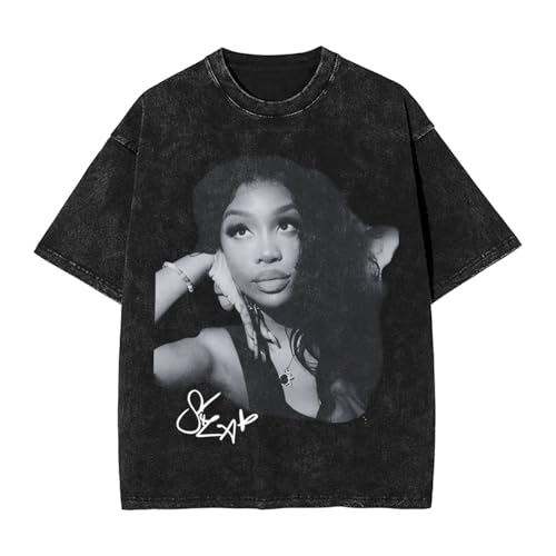 Szas 2025 Music Tour T-Shirts Men Suitable Interesting Cotton Retro Tops Black X-Large