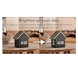 Driini Digital House Shaped Alarm Clock with Temperature Display (Dark Wood) – Modern Aesthetic with Cute Cube Frame and White LED Dimmer - Perfect Large Desk Clock for Bedside Table or Bedroom Mantle