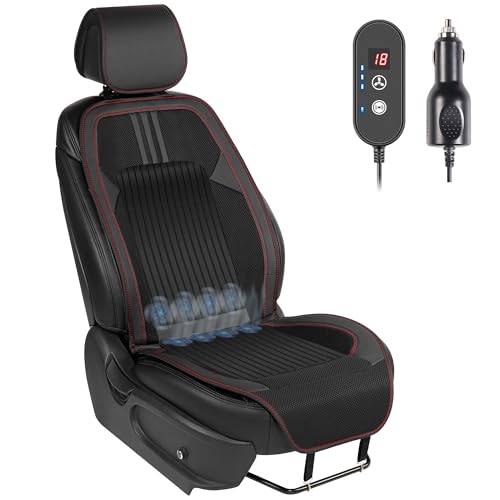 Paffenery 1Pcs Cooling Car Seat Cover Front Seat, 12V-24V Ventilated Cooling Car Seat Cushion, Cooled Seat Cover for Car SUV Truck Universal Fit, Sports Black