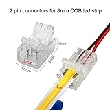 HAMRVL 12 Pack 8mm Cob Led Strip Light Connectors 2 Pin, Led Strip to Wire Solderless Transparent Track Lighting Adapter Connection with 6M/19.68ft Led Wire Extension Cable for White Led Tape 12/24V