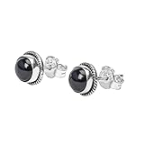 Black Onyx Stone Stud Post Earrings, 925 Sterling Silver Gemstone Earring 6 MM Round Girls Women Gift