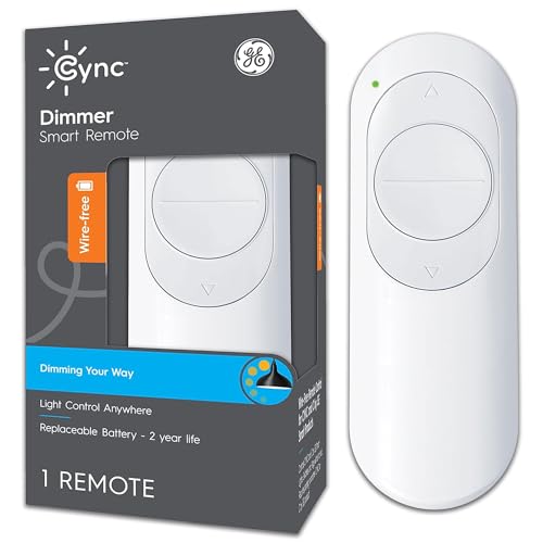 GE CYNC Bluetooth Enabled, Battery Powered Dimmer Remote for Cync Smart Plug, Smart Light Bulbs and Switch, Single-Touch Control Anywhere in Your Home