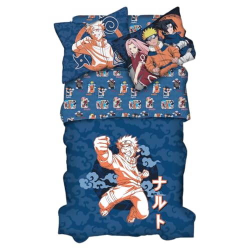 Franco Naruto Anime Kids Bedding Super Soft Cozy 2 Piece Microfiber Reversible Comforter & Pillowcase Set, Twin/Full (Officially Licensed Product)