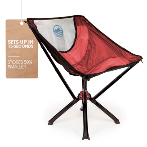 CLIQ Portable Chair Version 1.0 - Lightweight Folding Chair for Camping - Supports 300 Lbs - Perfect for Outdoor Adventures - Red
