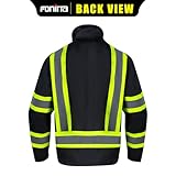 FONIRRA High Visibility Safety Jackets for Men 3-in 1 Hi Vis Reflective Winter Jacket Waterproof ANSI Class 1(Black,L)