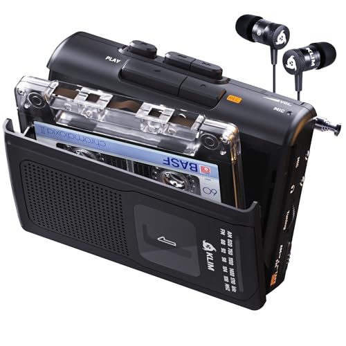 KLIM K8 Cassette Tape Player Portable + Cassette Recorder + New + AM/FM Walkman Cassette Player + Built-in Microphone & Speaker + Headphone Jack & Earphones