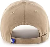 47 Brand MLB Khaki Primary Logo Clean Up Adjustable Strap Baseball Dad Hat Cap, Adult One Size Fits All - Los Angeles Dodgers - Khaki Black