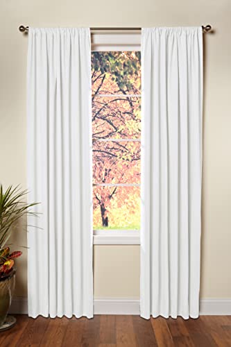 COTTON CRAFT White Curtain Window Panel Drapes - Set of 2 - Thick Cotton Duck Fabric Reverse Tab Top Window Treatment - Bonus Tie Backs - Clean Crisp Elegant Look - Bedroom Living Room - 50 W x 108 L