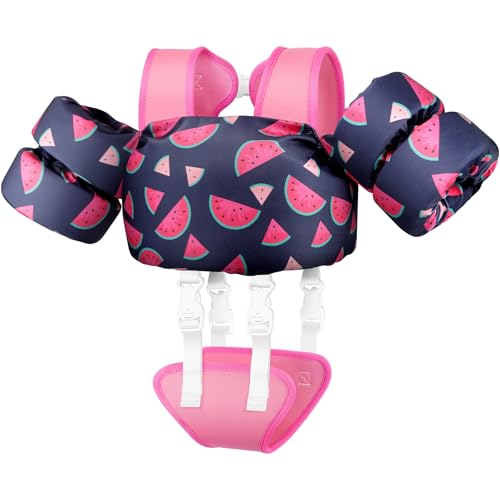 Vvinca Toddler Swim Vest for Kids 13-30lbs Boys Girls Puddle Jumper Toddlers Pool Floaties Jacket with Adjustable Crotch Strap Sleeves Shoulder for 1 2 3 Years Old Baby Infant Learn to Swimming