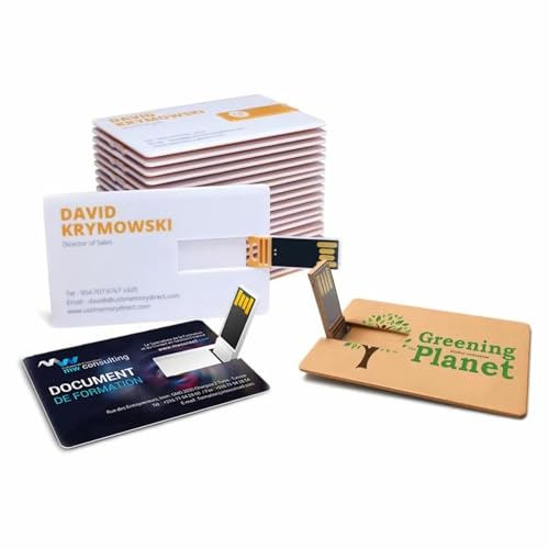 Custom Credit Card USB Flash Drive, Bulk Personalized Name Card Shaped USB 2.0 Flash Drives with Your Logo or Text, Ideal for Corporate Gifts, Promotional Giveaways and Non-Profits (1 GB,100PCS)