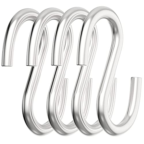 Axe Sickle 304 Stainless Steel 3 Inch S Hooks Heavy Duty Hanging Hook S Shaped Utility Hook for Hanging and Utility Use, Loads up to 550 lbs, 4 Pcs