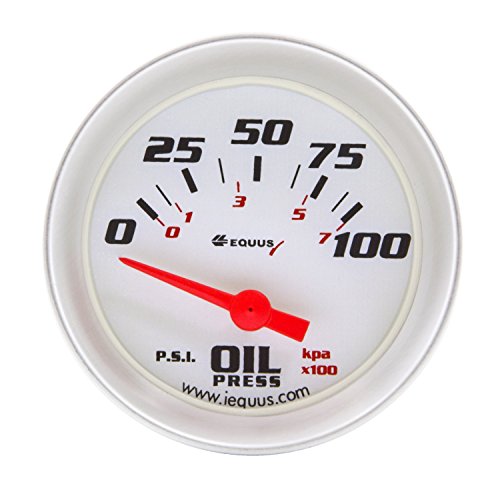 Equus 8164 1-1/2" Electric Oil Pressure Gauge, White with Aluminum Bezel