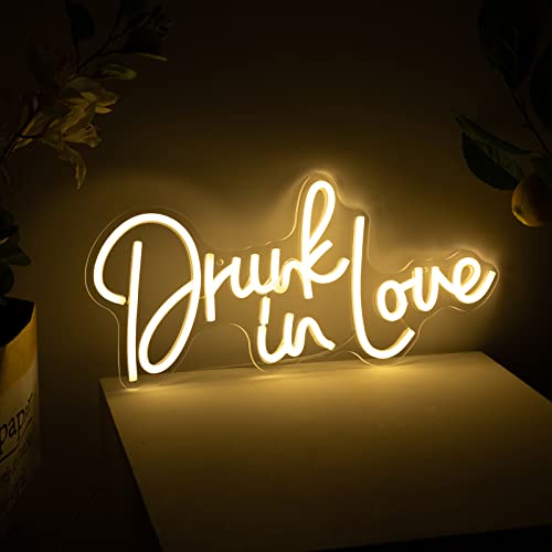 Drunk in Love Neon Sign - Led Letter Light in Warm White for Bedroom, Club, Bar, Christmas, Wedding, Engagement Party Decor