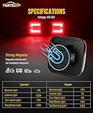 Partsam Square LED Magnetic Towing Tail Light Trailer Light Kit Universal Stop Turn Signal Running Light Red+Clear Lens w/ 7-Pin Plug Extension Wire for Trucks Trailers 12-24V