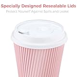 Glowcoast Disposable Coffee Cups With Lids - (80 set) 12 oz Paper To Go Coffee Cups With Resealable Lids Prevent Leaks! Travel Insulated Hot Beverage Drink Cup. Will Not Bend With Heat or Burn Fingers