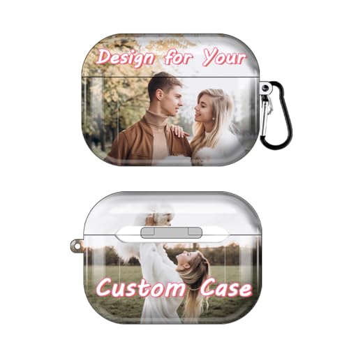 Custom Airpods Case, Personalized Case for AirPods 4/3/2/1 Generation, Compatible with AirPods Pro 2nd/1st Gen Case with Keychain, Customize Photo Picture Text Name Full Protection Personalized Gift