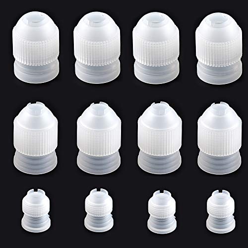 MYUBWTF12 Pieces White Pastry Bag Coupler, Three different sizes Plastic Standard Couplers/Cake Decorating Coupler/Pipe Tip Coupler for piping bags, Icing Nozzles