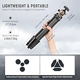 NEEWER LITETRIP LT35 61" Travel Tripod Carbon Fiber w Pan Tilt Low Profile Ball Head, Arca QR Plate Compatible with Peak Design Tripod Plate V3, Center Axis, 2in1 Phone Clamp Handgrip, Max Load 22lb