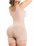 Salome 0217 Fajas Colombianas Reductoras y Moldeadoras Postparto Colombian Full Body Shaper Postpartum Underbust Shapewear Fajas for Women Beige S