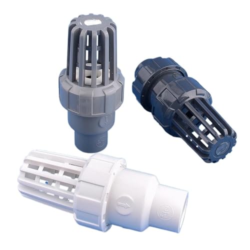 3pcs 20~50mm PVC union foot valve water inlet basket check valve suction pump filter(White,50mm)