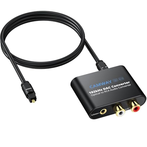 CAMWAY Digital to Analog Converter,192kHz DAC Converter SPDIF/Toslink/Optical to RCA,Optical to 3.5mm Audio Adapter(Not for RCA/3.5mm to Optical)