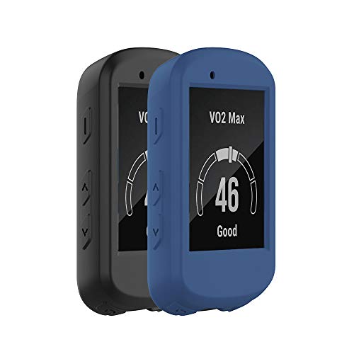 YIN SONG (2-Pack Protective Cover Compatible with Garmin Edge 530 Silicone Case (Black+Blue)