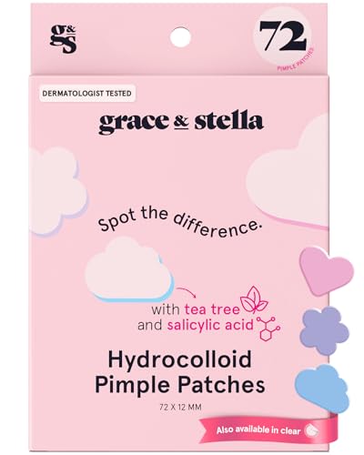 grace & stella Award Winning Pimple Patches for Face - FSA HSA Hydrocolloid Acne Patches - Absorbs Acne and Reduces Redness - Cute Shapes Zit Patches Dermatologist-Tested, Vegan (Multishape, 72 Count)