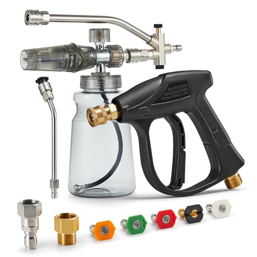 Foam Cannon For Pressure Washer Gun With Dual Connector, Car Wash Foam Gun Accessory, Garden Carwash Dual Purpose Switch High Pressure Foam Canon, Soap Sprayer Cleaning Kit, Power Washer Spray Nozzles