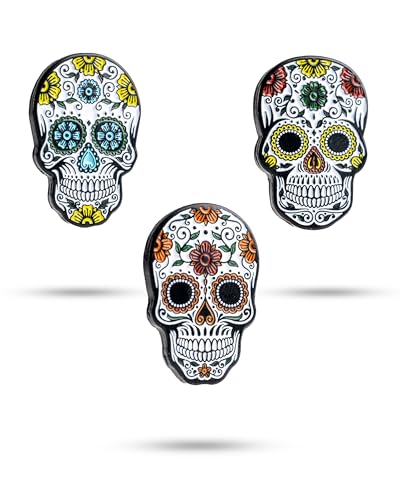 King Pins Golf Ball Marker 3 Pack - Premium Quality Golf Ball Markers. Enamel Paint & Unique Designs Stylish - Customize Your Game (Sugar Skull)