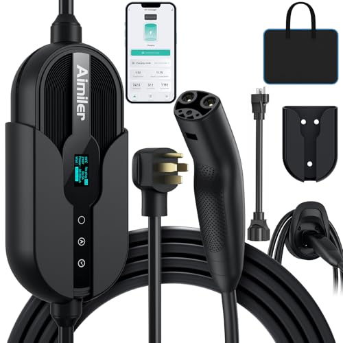 AIMILER Level 2 Tesla Charger(Wireless WiFi APP), 240V, 32 Amp, NEMA 14-50 Plug, 25ft Cord - Portable/Home NACS Connector Electric Car(EV) Charger for Tesla - Compatible with Tesla Model X/Y/3/S