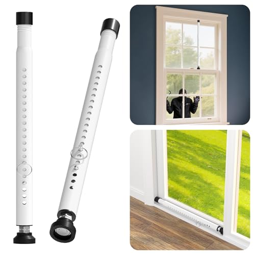 Sliding Door Security Bar, 2 Pack Child Safety Window Locks for Up and Down Windows/Horizontal Sliding Windows, 17-50 inch Adjustable Window Security Bars from Inside for Apartment, Patio