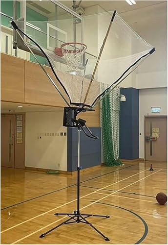 Basketball Shooting Machine Return System, Upright Foldable & Portable Hoop Attachment, Adjustable Height - Easy to Carry & Use