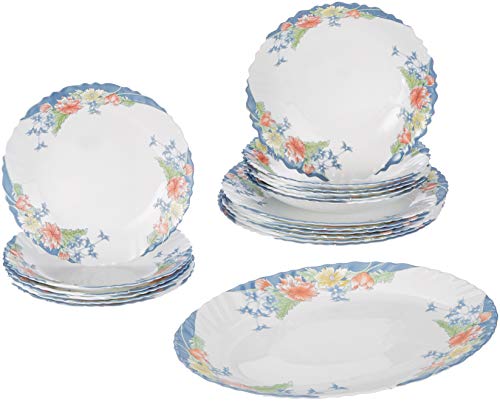 Dajar Arcopal Florine Dinner Set 19 Pieces, White, red, Blue, Yellow, 33 x 33 x 31 cm