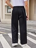 OYOANGLE Men's Pleated High Waist Wide Leg Pants Loose Fit Casual Pants with Pocket Black Large