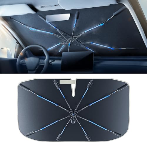 [2025 Upgraded] Nmoiss Windshield Sun Visor [Ice Rib] High Speed ​​Cooling 99% UV Blocking Protects Car from Sun and Heat Damage, Keeps Cool and Protects Interior Small (52" L x 31" W)