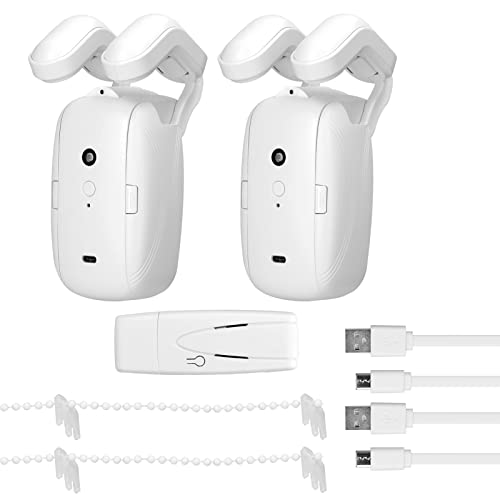 LANRU 2PCS Tuya WiFi Intelligent Curtain Motor Electric Curtain Robot Automatic Opener No Wiring with Gateways Support APP Remote Control Timer Setup Temperature & Light Sensing