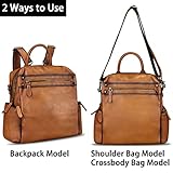 LRTO Genuine Leather Backpack Purse for Women Vintage Casual Daypack Knapsack Handmade Rucksack Convertible Shoulder Bag (Brown) Medium