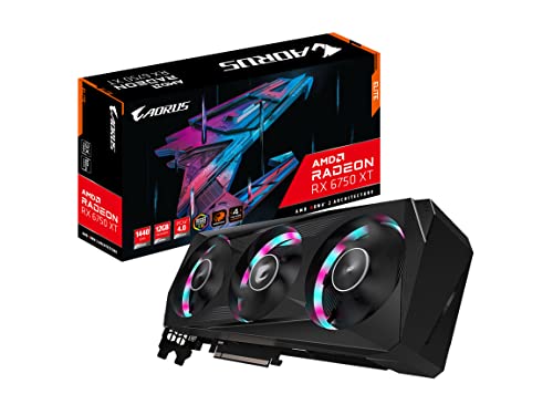 Gigabyte AORUS Radeon RX 6750 XT Elite 12G Graphics Card, WINDFORCE 3X Cooling System, 12GB 192-bit GDDR6, GV-R675XTAORUS E-12GD Video Card