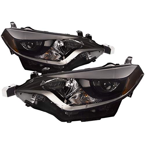 PERDE Chrome Housing LED w/Performance Lens Headlights Compatible with Toyota Corolla 2014-2016 Includes Left Driver and Right Passenger Side Headlamps