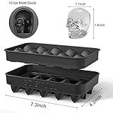 2pcs Ice Cube Skull Trays,Silicone Ice Cube Mold Maker with Lid,Skull Head Style Mold,for Chilling Whiskey, Cocktail, Beverages,Pudding Chocolate